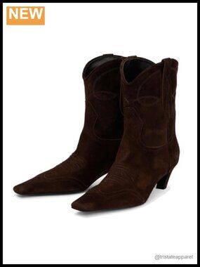 Women's Suede Ankle Boots Side Zipper Square Toe Low Heel Booties Comfortable